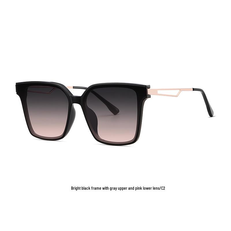 Women's Retro Square Acetate Sunglasses: Large Frame, High-End Feel, Face Slimming, Sunshade & Driving-Specific.
