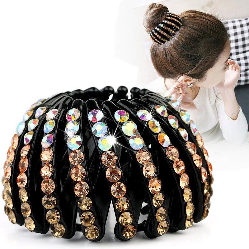 New Fashion Ladies Hair Bun Crystal Hair Claw Hairpin Bird's Nest Expansion Hair Accessories Female Ponytail Buckle Headwear