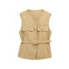 Autumn and Winter New Fashion Slim fit round Neck Sleeveless With Belt Beads Decoration Breasted Texture Vest 9298725