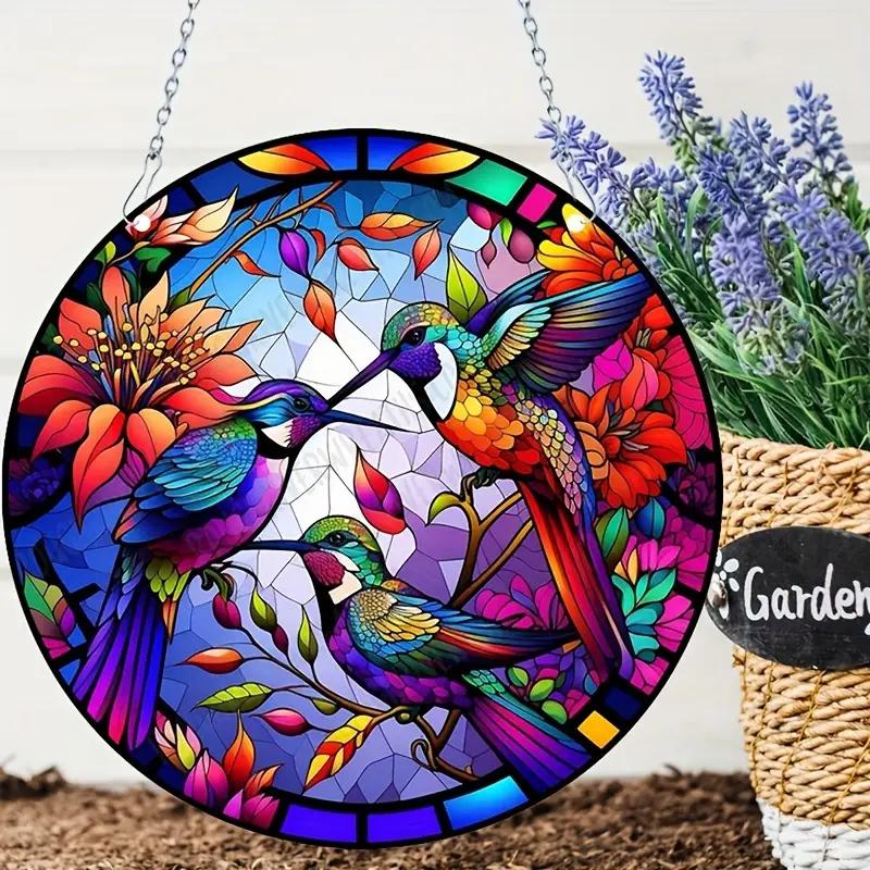 1 Stück Kolibri-Sonnenfänger Fensterhänger, Gartenhof Innen-Außen-Sonnenfänger, Art Deco Heim-Büro Bar Schule