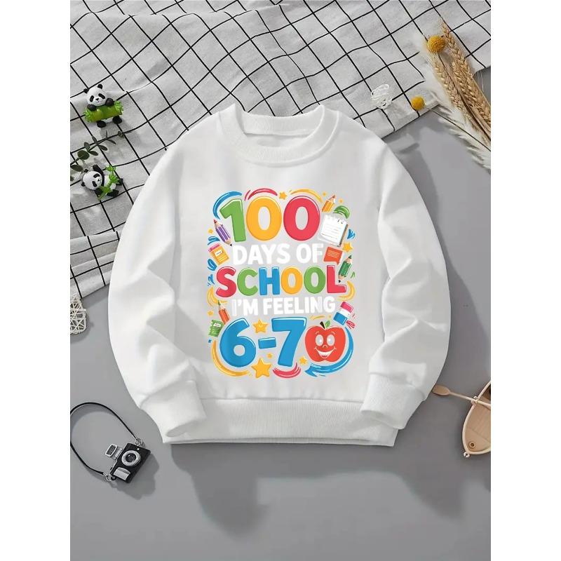 European Sizes Kids' Crewneck Sweatshirt -Colorful Numbers School Supplies Apple,Sportswear And Casual Wear, Soft And Comfortable, Children's Clothing