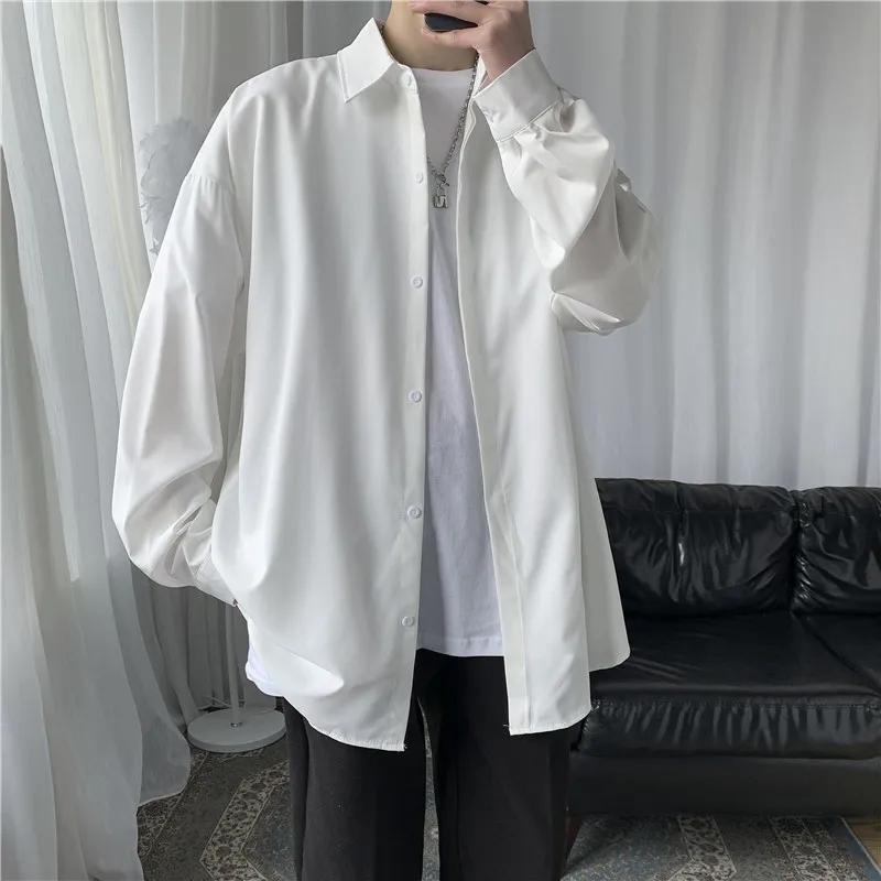 Männer Koreanische Mode Langarm Shirts Herren Harajuku Übergroßen Hemd Männlich Button Up Shirts Blusen