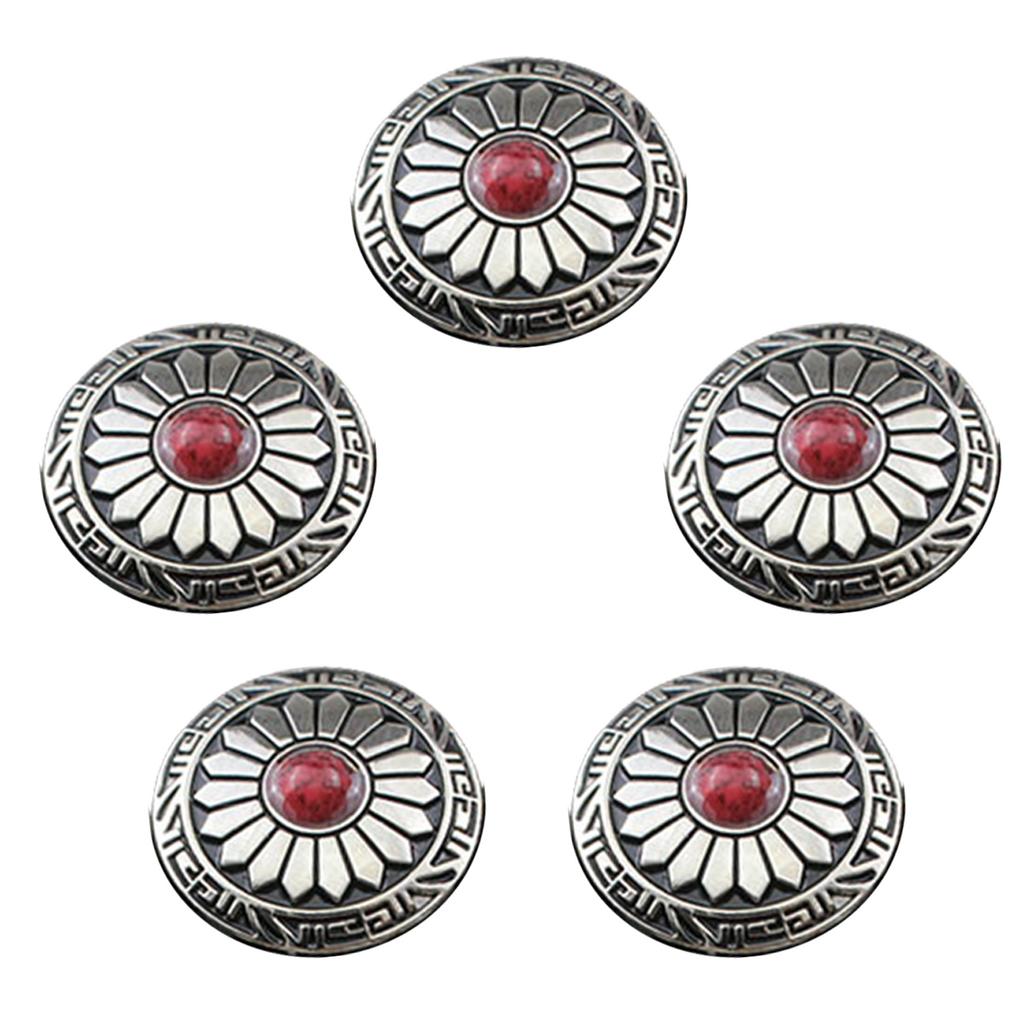 5 Pcs Leather Decorative Button Imitation Turquoise Buttons Flower Clothes Buttons for Jewelry Making Decoration