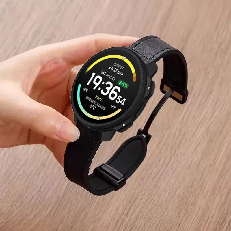 

22/20mm Leather+Magnetic Silicone Strap For COROS APEX 4 42mm PACE Pro/3-2 Bracelet Suunto Vertical 2-1 Race 2-S/Run/Ocean Band COROS APEX 4 42m