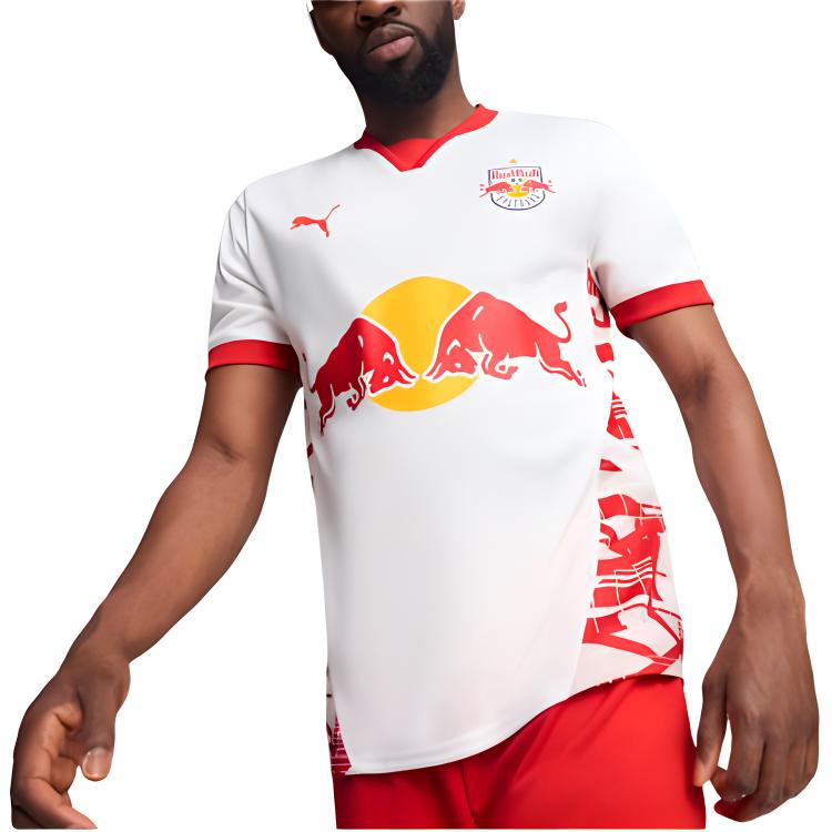 Puma Home Jersey Red Bull Salzburg Series Fashion Logo Short Sleeve Moisture-Wicking Football Shirt Men tops White 776429-01