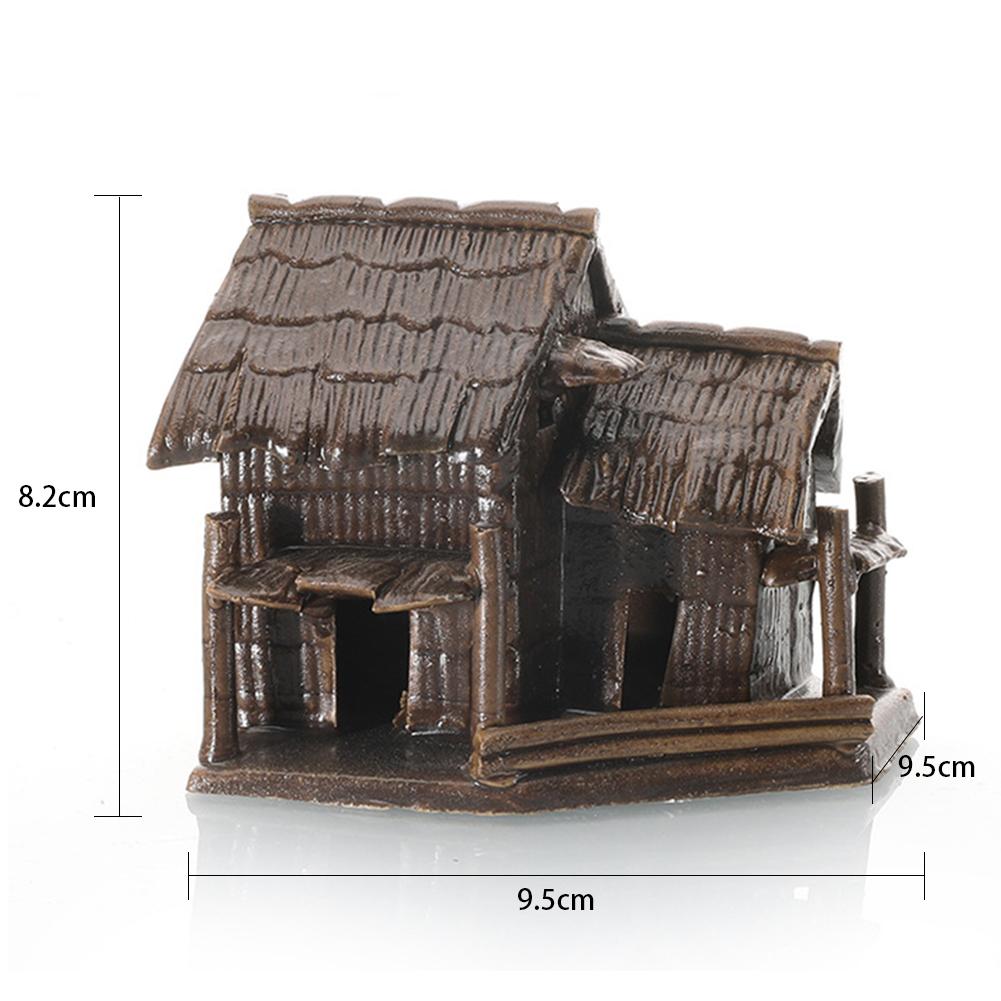 Aquarium Micro Landscaping Ornaments Ceramic House Thatched Hut Bamboo Building Fish Tank Decoration