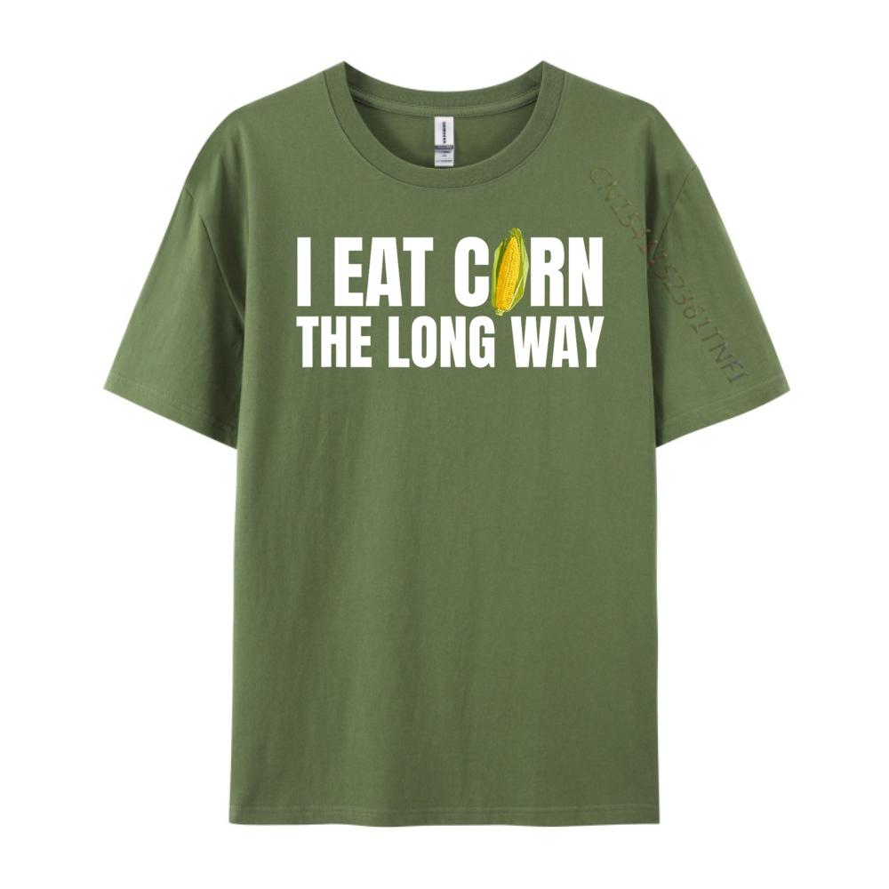 Jag äter majs på längden Rolig Olämplig Pinsam Enkel T-shirt Streetwear Cool