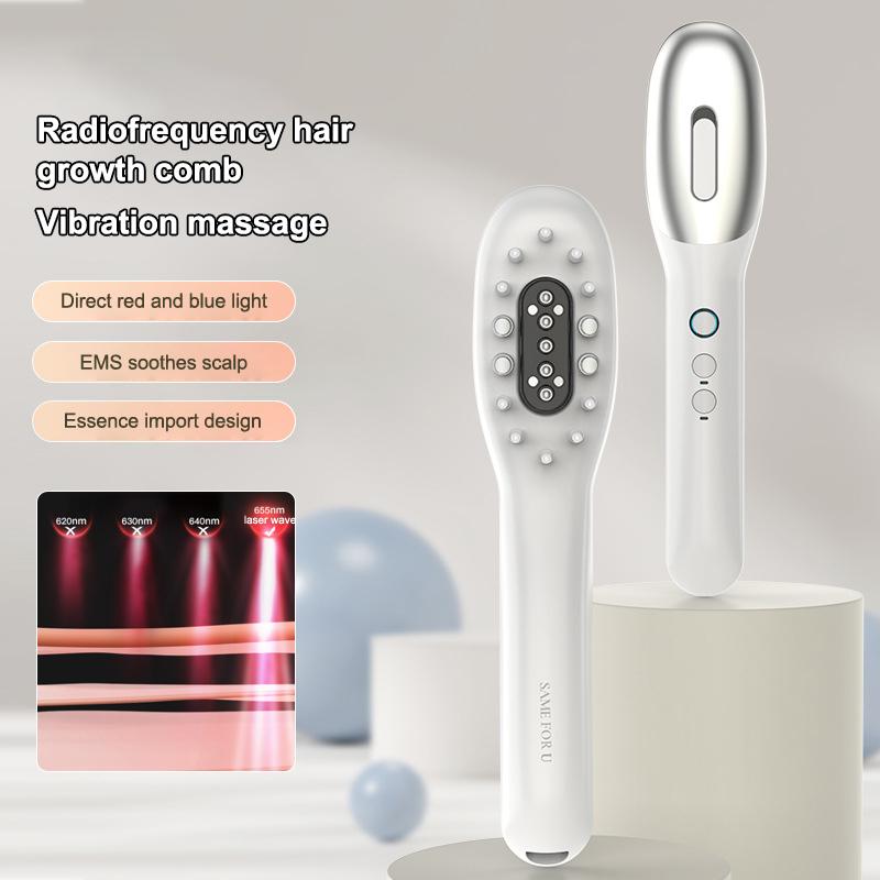 Electric Scalp Massage Comb Red Blue Led Light Therapy Ems Vibration Massage Brush Anti-Hair Loss Medicine Scalp Oil Applicator