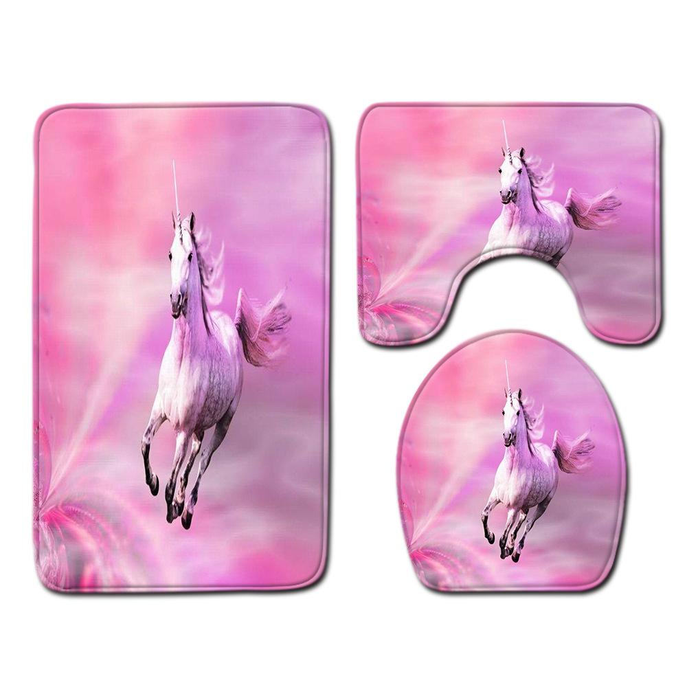 Einhorn Badezimmer Bodenmatte Toilette Dreiteiliges Set