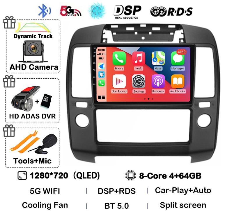Android 14 Carplay Auto Car Radio For Nissan Navara 3 D40 2004 2005 2006 2007 2008-2010 Multimedia Player GPS 4G WIFI 360 Camera