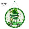 Garden Gate Hanging Ornament St. Patrick's Day Wooden Door Sign, Luck Clover Green Hat Themed Decor for Home Plaque, Decorative Ornaments Holiday