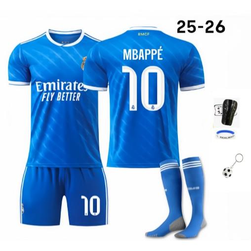 Kids Sportswear Mbappe Soccer Jersey Blue Short Sleeve Breathable Quick Dry Youth Training Shirt