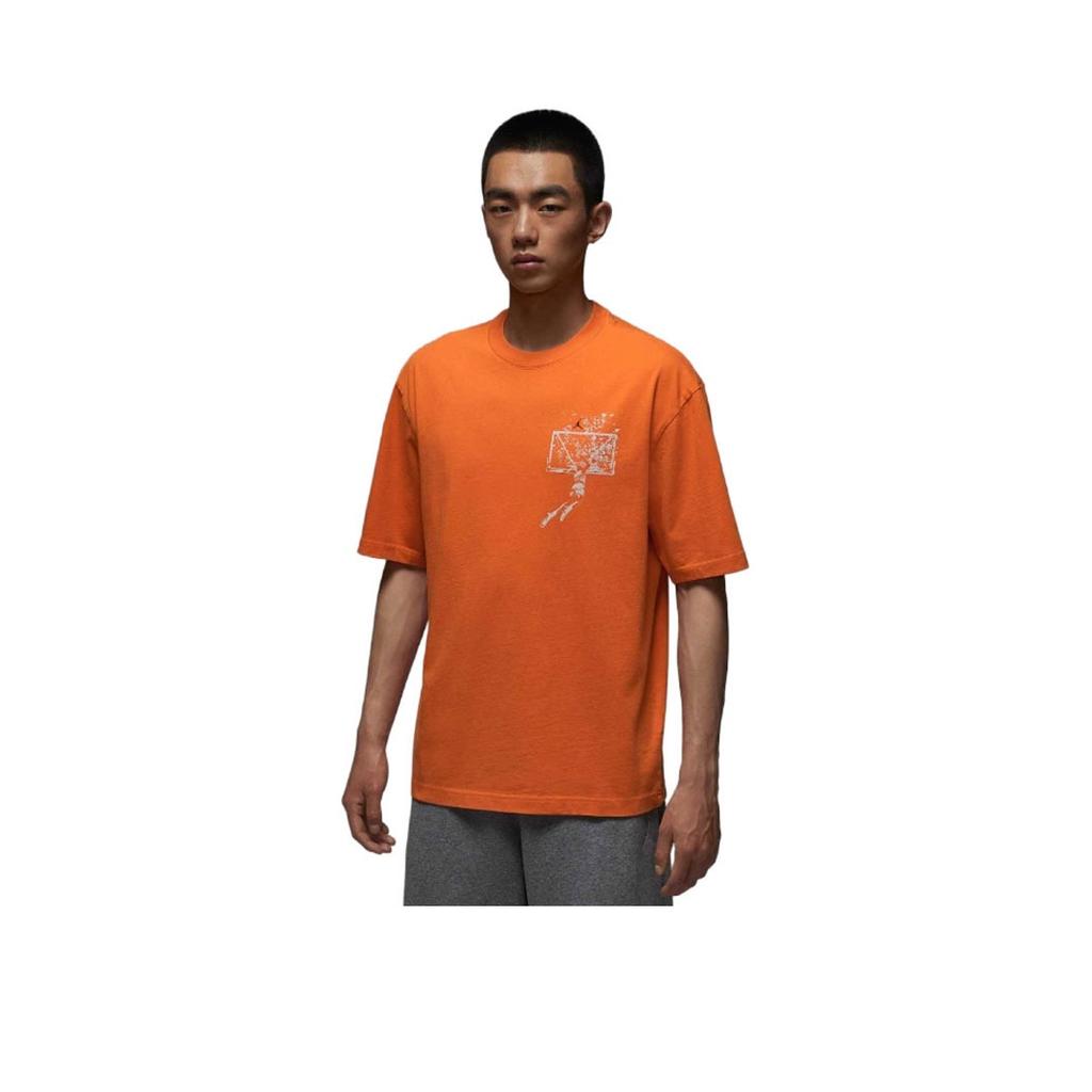 Nike Sportowa casualowa koszulka z krótkim rękawem, pomarańczowa, z okrągłym dekoltem, męska, topy IB3298805