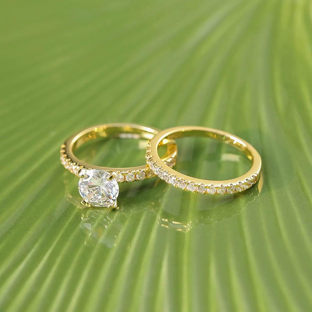 1.25CT 925 Sterling Silver Bridal Rings for Women Sets Round CZ Engagement Rings Promise Wedding Bands Fine Jewelry