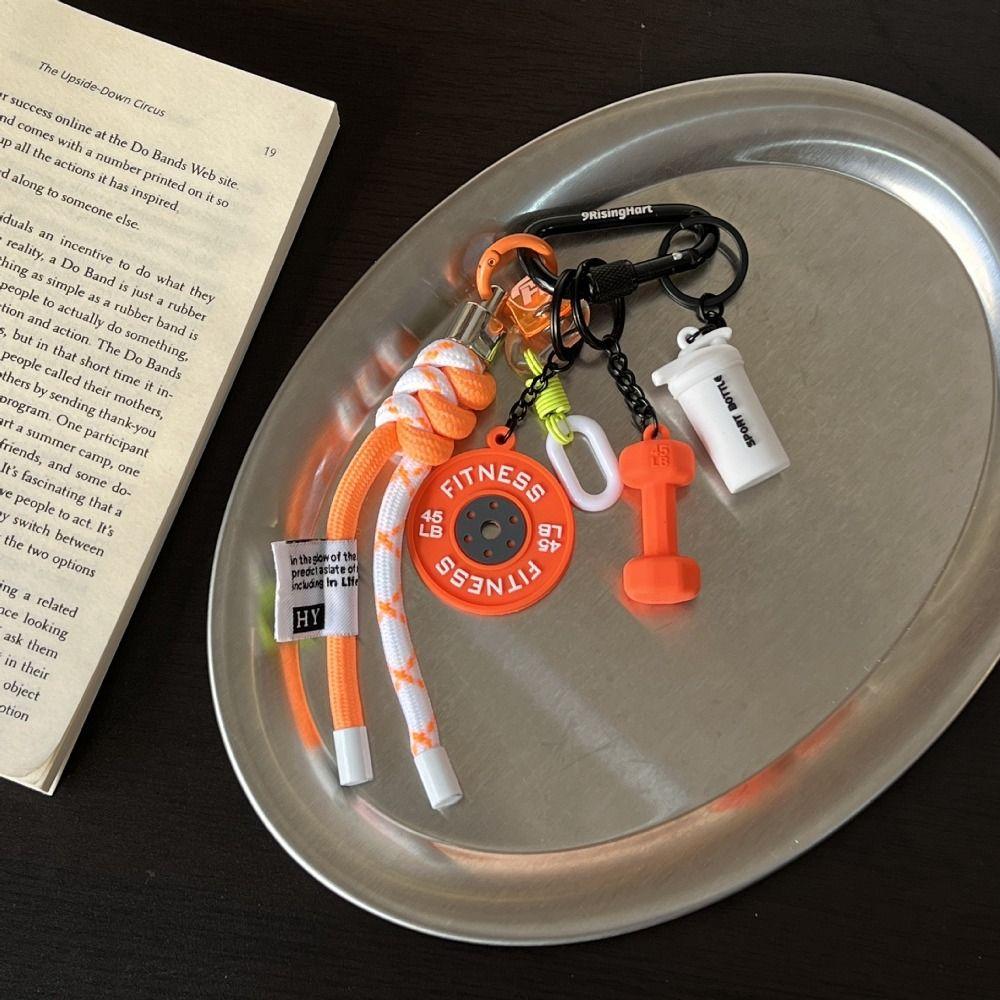 with D-shaped Buckle Fitness Series Pendant Colorful Simulation Dumbbells Keyring  Fitness Prople