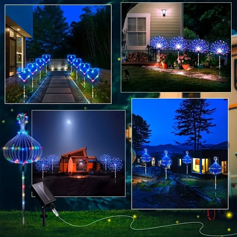 4PACK Outdoor Solar Lighting Copper Flash Post Light, LED 8 Modes Garden Landscape Light, Stainless Steel Rod with Light Source Sensor