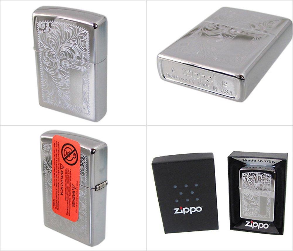 ZIPPO Lighter CROME CLASSIC Standard Venetian Design with Frame 352
