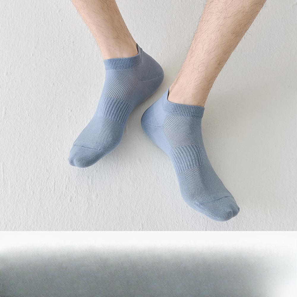 Pure Cotton Men's Spring and Summer Mesh Style Boneless Deodorizing Sweat-absorbing Casual Boat Socks Spring and Summer Short Socks