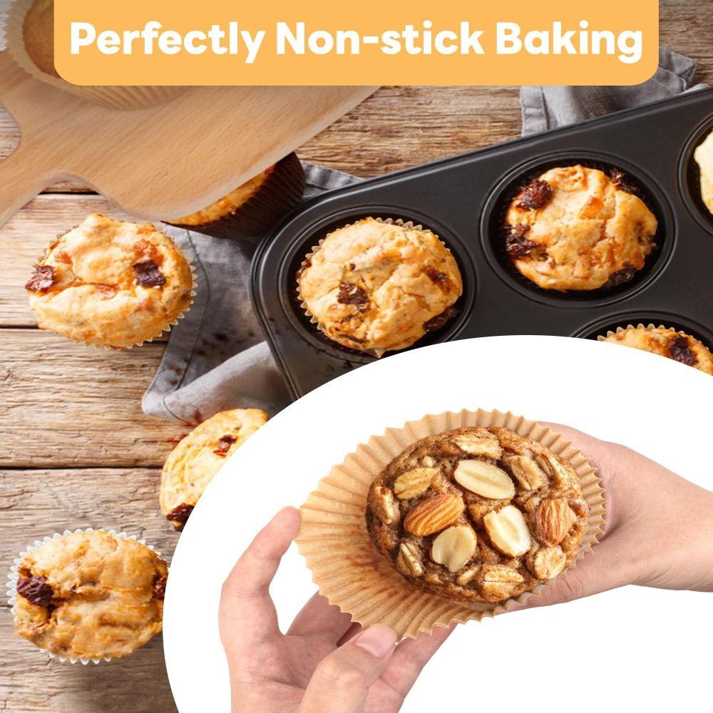 100 PCS Colorful Non-stick Cupcake Liners Food-grade Greaseproof Baking Cups Unbleached Parchment Paper Muffin Liners Baking