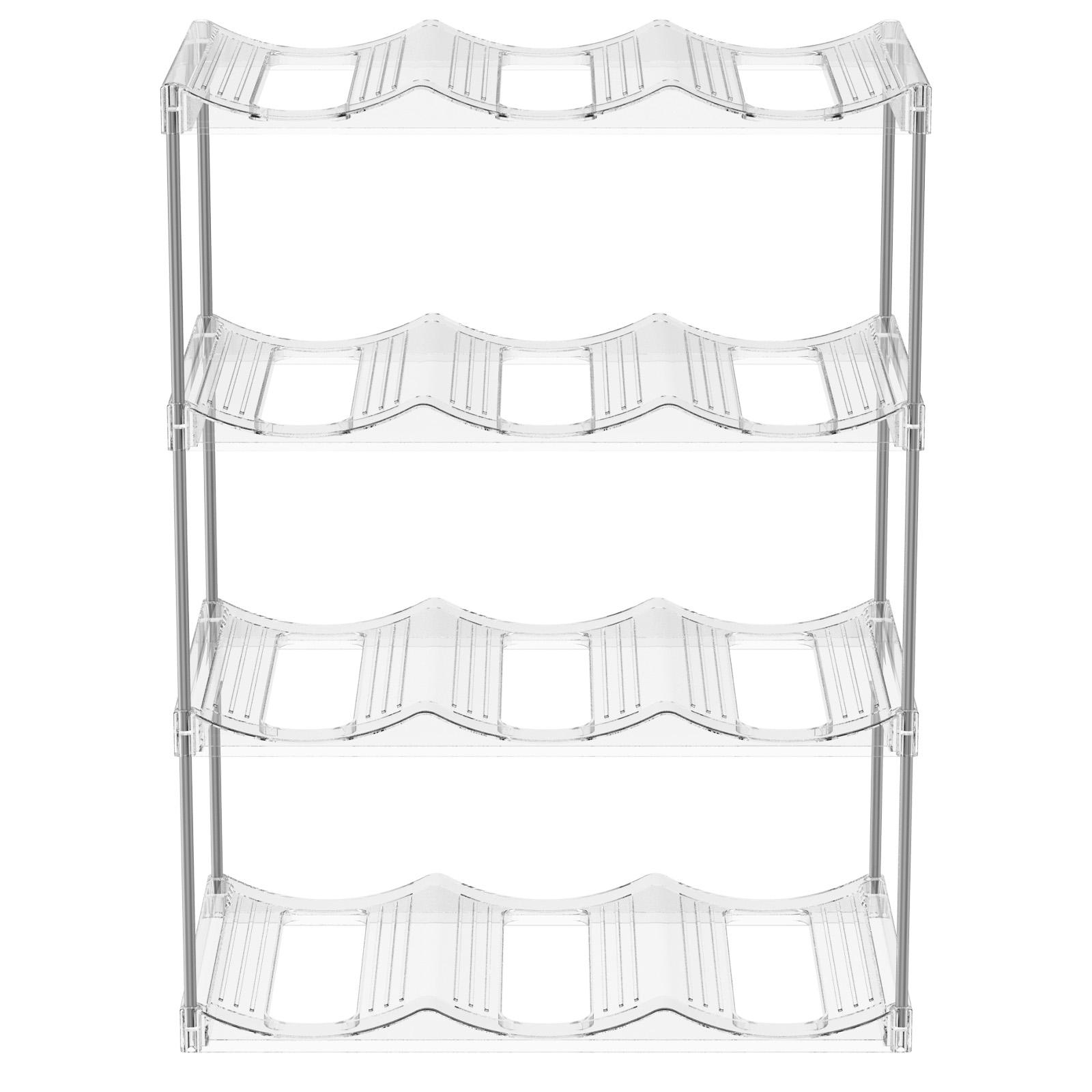 

4-ярусный прозрачный органайзер для бутылок с водой, штабелируемый держатель для бутылок с водой, пластиковый органайзер для хранения в холодильнике, винный стеллаж для шкафа, кладовой