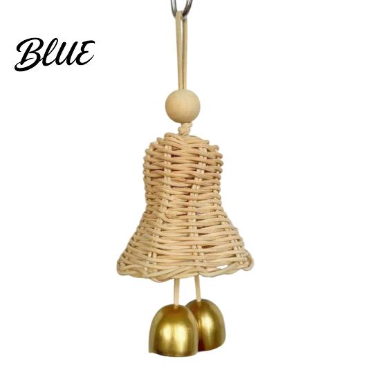Rattan Bell Bird Chew Toy Woven Parrot Toy Chewing with Natural Bells or Balls Cage Accessories for Cockatiels Budgies Small Medium Parrots
