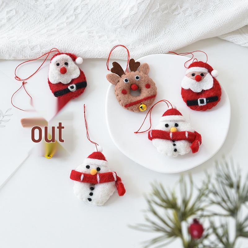 Christmas Wool Felt Santa, Snowman & Reindeer Bell Pendant