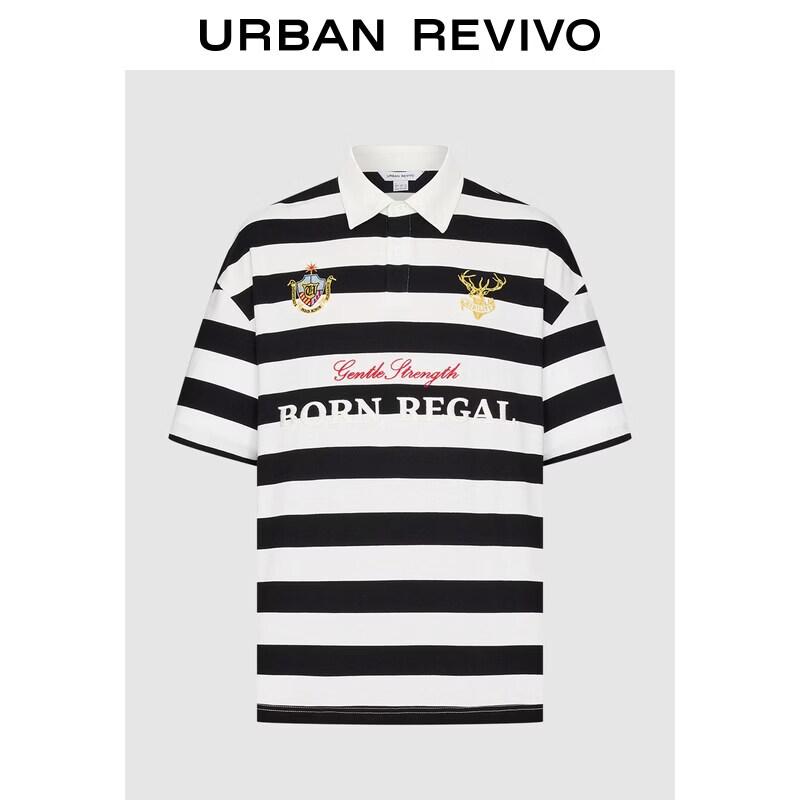 Men s Striped Embroidered Short Sleeve Polo Shirt S