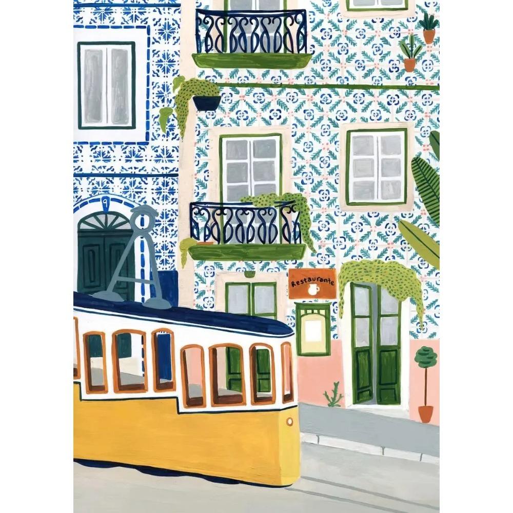 World Travel City Poster Landscape Greece Italy Florence Paris France Canvas Print Painting Wall Art Living Room Home Decorative