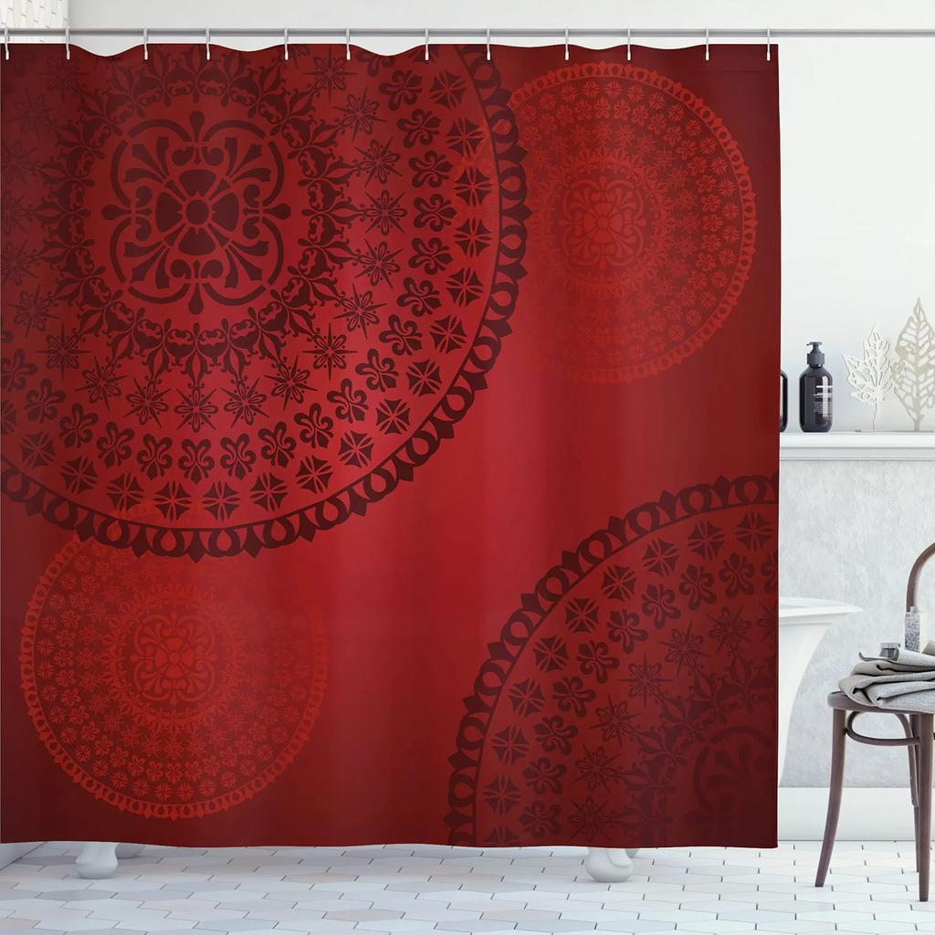 Mandala Boho Dusjforheng Fargerikt Blomstermønstret Baderomsforheng for Hjem Badekar Dekorasjon Vanntett Polyesterstoff med Kroker