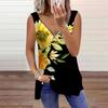 Top da Donna Estivo con Stampa di Foglie di Palma Casual Taglie Forti Senza Maniche Zip Scollo a V Canottiera