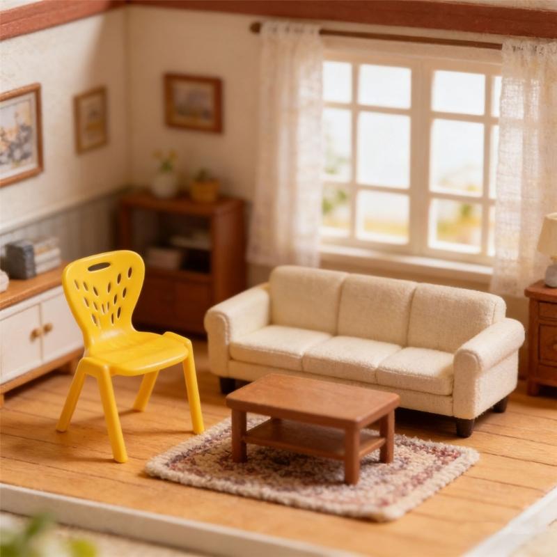 Colorful Doll Furniture Small Chair Model Figurine With Hole Design For Doll House Accessories And Kids Pretend Play Game