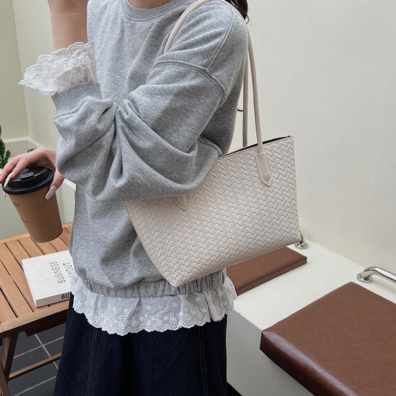 Woven Tote Bag for Women Large Woven Handbag Soft Leather Shoulder Bag Work Shopper Travel Tote Bag with Purse KTB