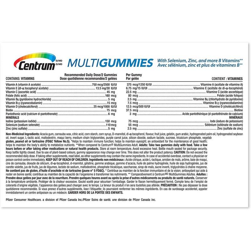 Jeleuri gumate pentru adulți delicioase și ușor de mâncat Centrum multivitamină complexă 130 jeleuri