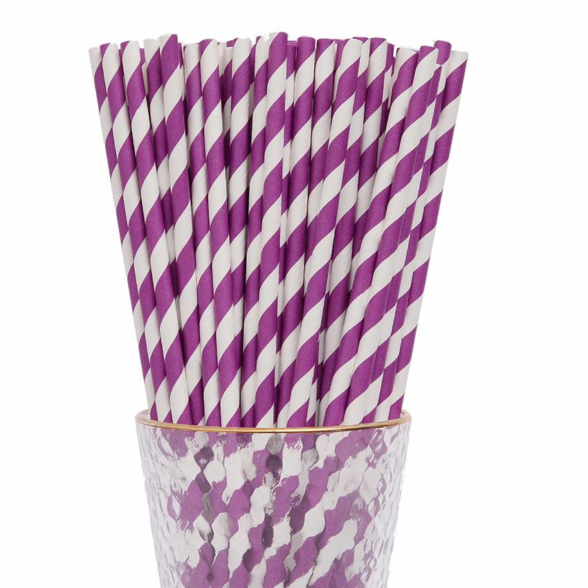 25 Colorful Striped Paper Straws - Disposable, Creative, Decorative for Desserts & Beverages
