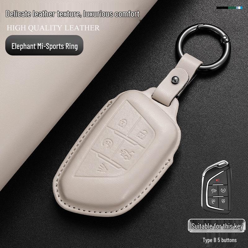 

Genuine Leather Key Case for Cadillac: Compatible with CT6, XT5, XT4, XT6, CT4, CT5, XTS, GT4, and ATSL Models.