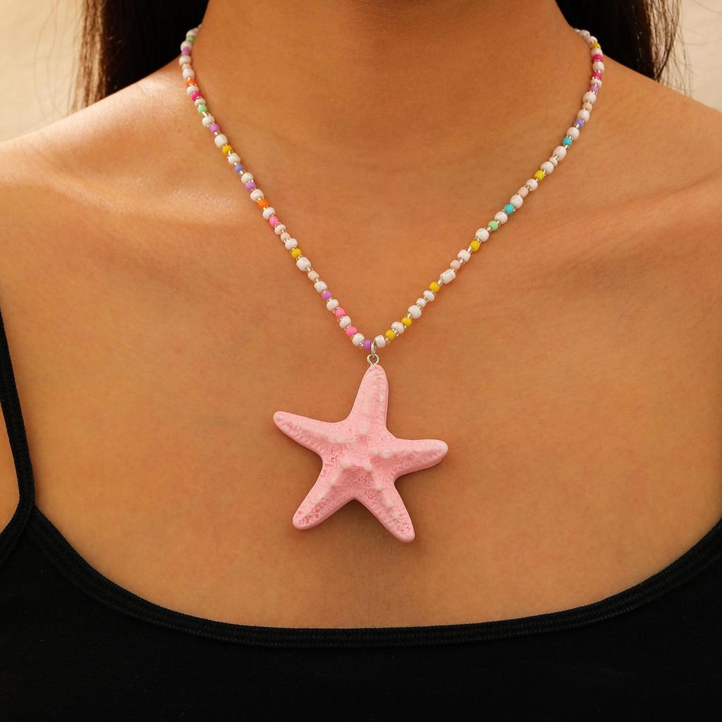 European & American Starfish Earring & Necklace Set: Fashionable Double-Layer Jewelry for Women - Perfect Summer Beach Accessory