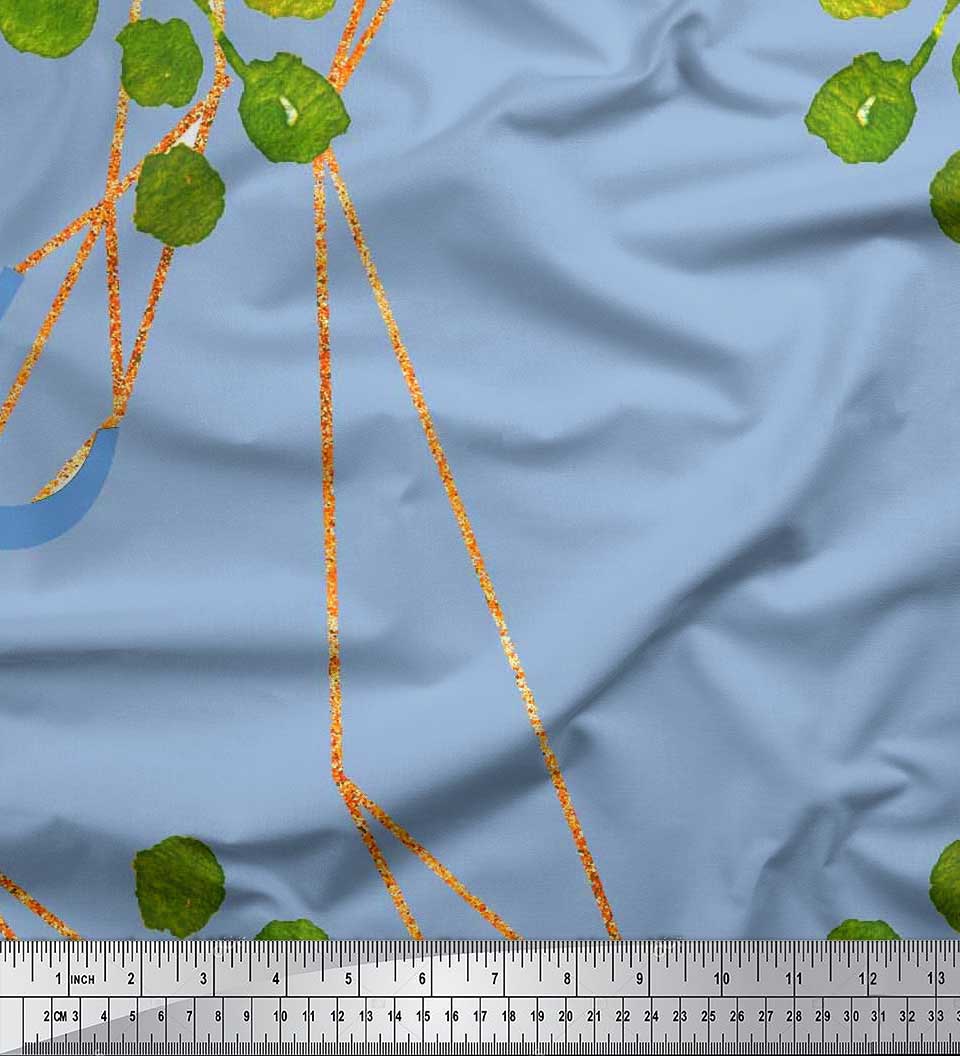 

Тканина Soimoi Japan Crepe Satin Leaves & Ranunculus Floral Print Швейна тканина метр 42 дюйма 42 Inch Wide - Poly Crepe синій