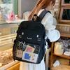 Schoolbag Cute Cartoon Cat Large Capacity Schoolbag Soft Girl Transparent Pain Bag Primary School Students Junior High School Students Backpack