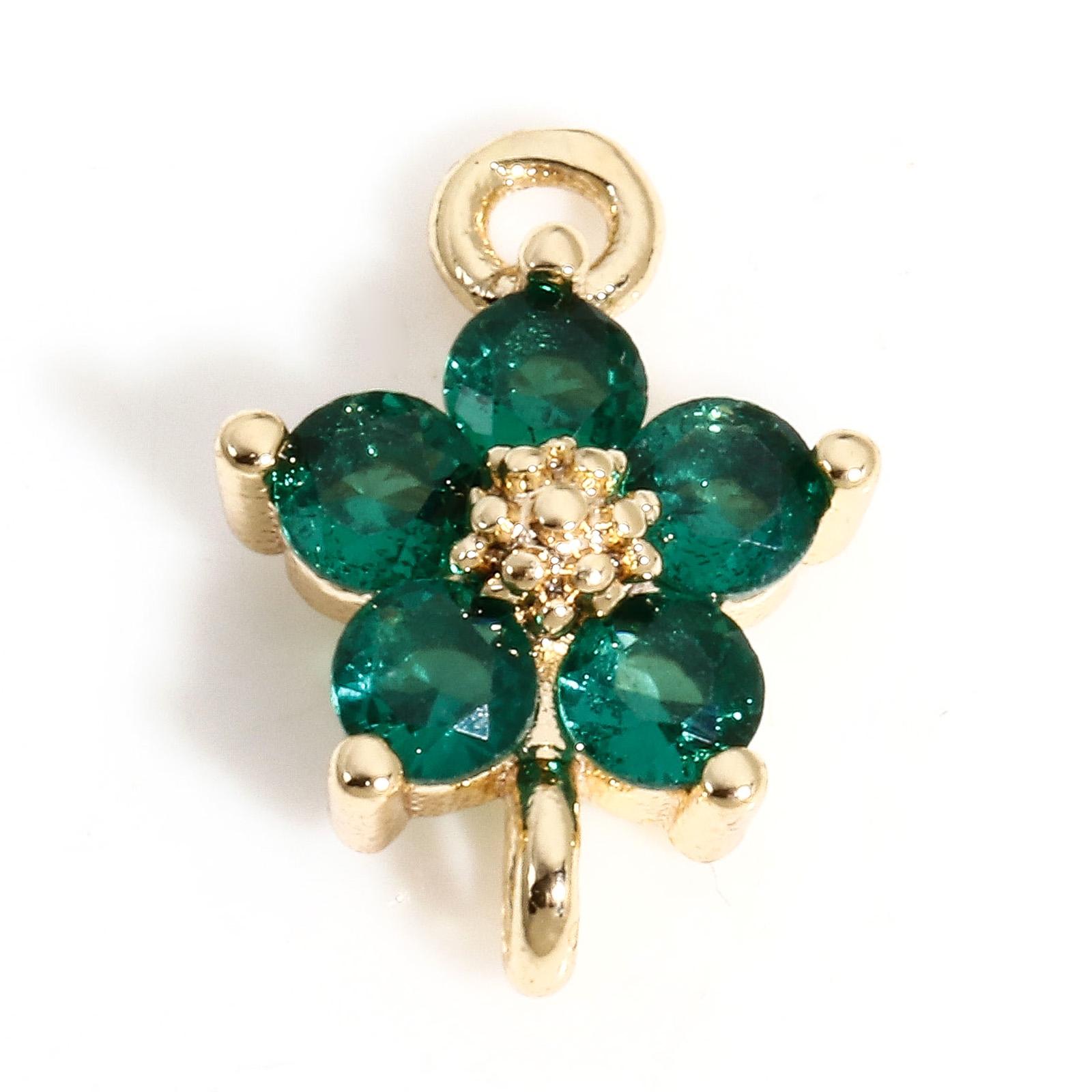 

2PCs Copper Flower Connectors Charms Pendants 18K Gold Plated Multicolour Cubic Zirconia Connectors for DIY Jewelry 12mm x 8mm 12x8mm