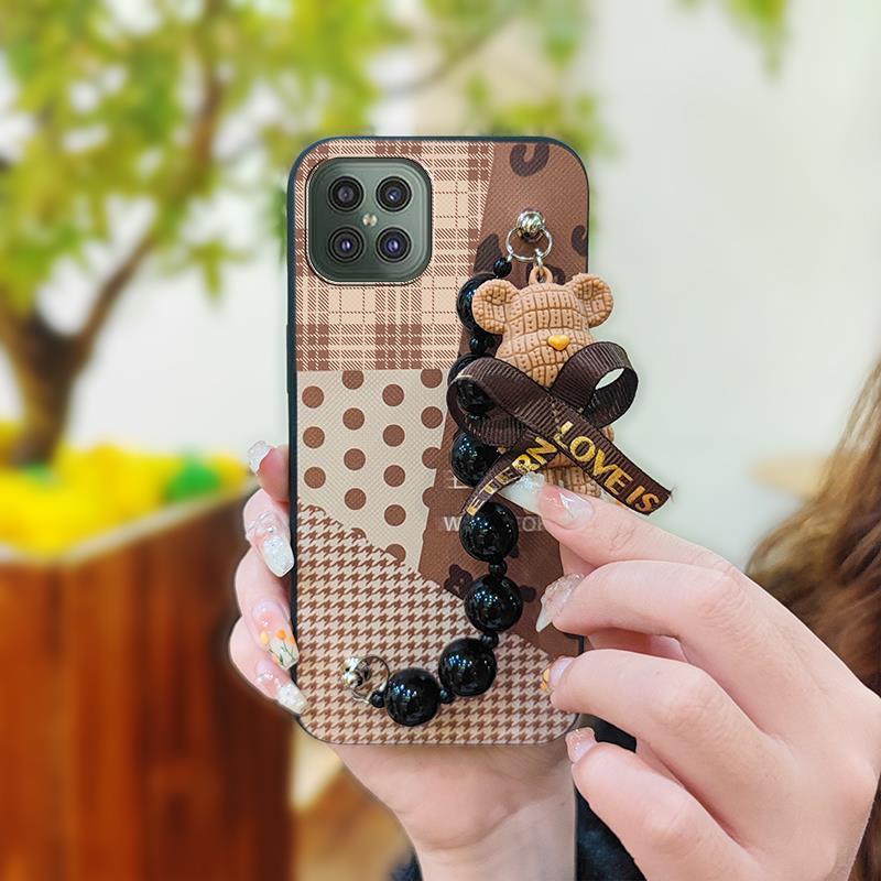 Skin-friendly Feel Cartoon Phone Case For Cubot C30 Dirt-resistant Cute Black Pearl Pendant Bear Bracelet Back Cover