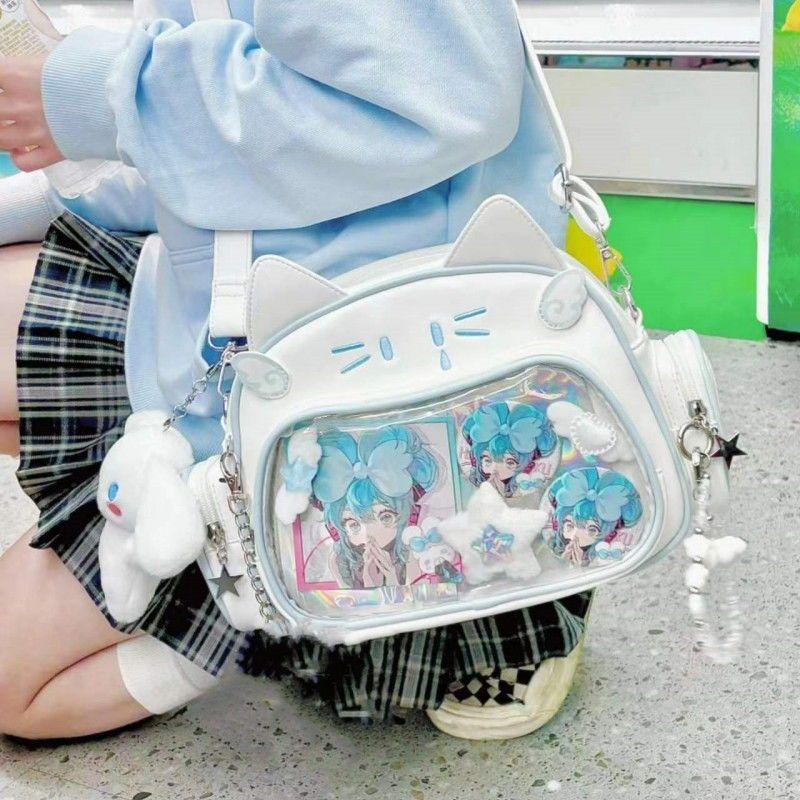Katzen Schule Schwarzer Rucksack Ita Tasche Damen Neu Harajuku PU Leder Lolita Y2k Rucksäcke Damen Süß Niedlich Einfarbig Mochilas Ästhetisch