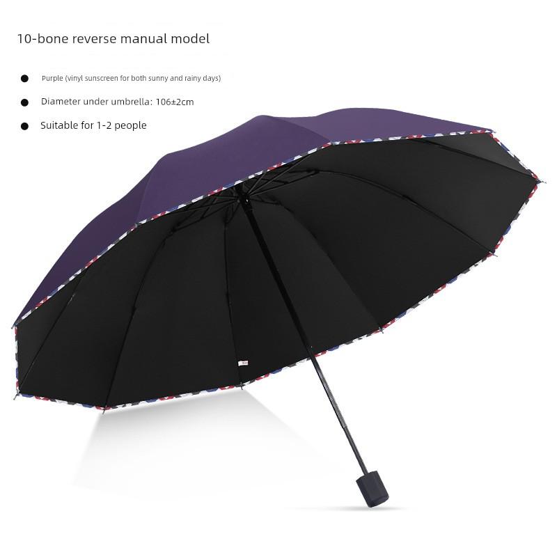 Reversible Large Umbrella for Women, Extra Thick and Reinforced, Dual-Use for Sun and Rain, Men's Double-Person Sun Protection Folding Manual Parasol