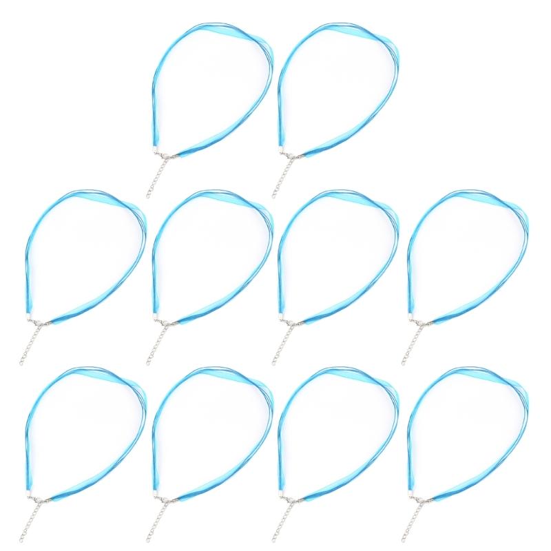 

Набір із 10 регульованих стрічкових шнурів Мотузка для намиста Стрічковий чокер Шнури для намиста Ювелірні компоненти для виготовлення прикрас своїми руками озеро синього кольору