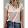 IHUASU Women's Fashion Casual V-Neck Short Sleeve Blouses & Shirts