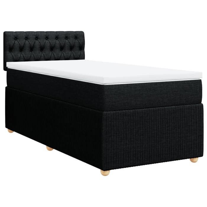 VidaXL Slatted Bed Base with Mattress Black 90x200 Cm Fabric 3289648