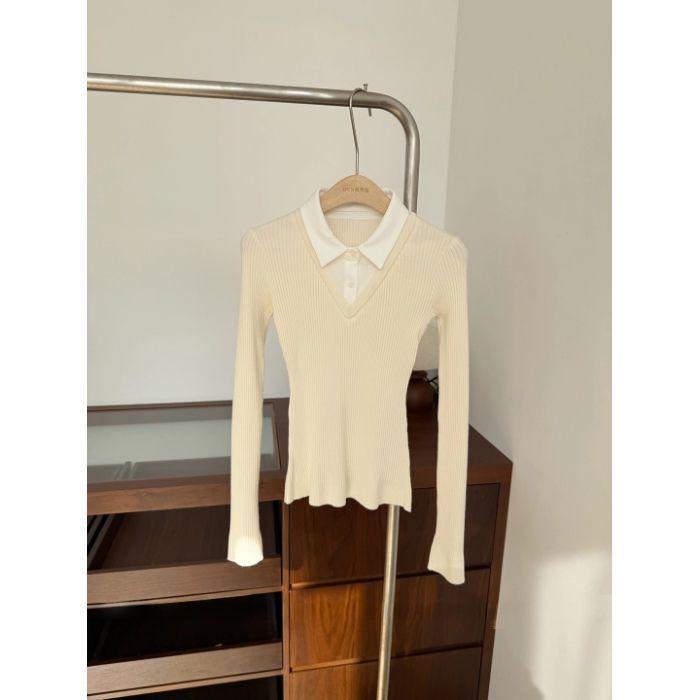 Korean-Style Faux Two-Piece Knit Sweater and Skirt Set for Women - 2026 Winter Collection