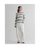 8SECONDS Loose Fit Striped Boat Neck Pullover Light Gray