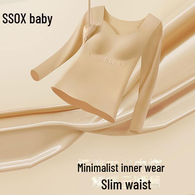 Women's Antibacterial Camellia Thermal Top - Bra-Free, Warm, and Lightweight for Autumn/Winter