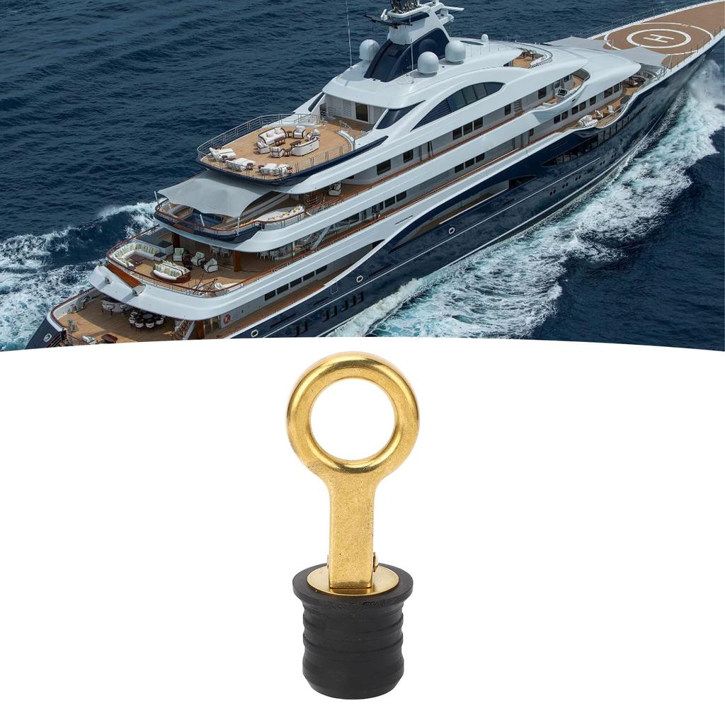 2Pcs Screw Type Compression Drain Plug Excellent Sealing Oxidation Resistant Rubber Brass Boat Drain Plug for Marine Yacht