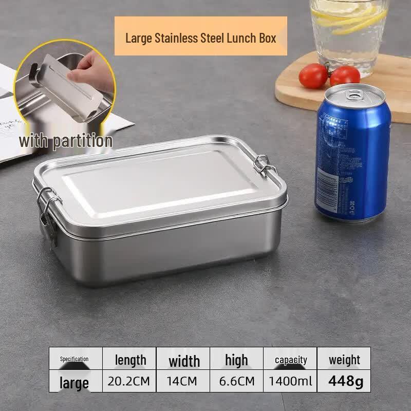 Bingyue 304 Stainless Steel Square Bento Lunch Box with Buckle Lid